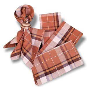 Vintage Set of 6 Cloth Napkins- Cotton Poly Blend Elegant Fall / Autumn Design •